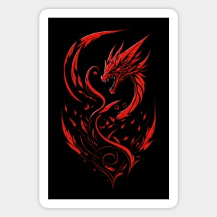 Abstract Minimalist Cool Symbol: Red Dragon Magnet